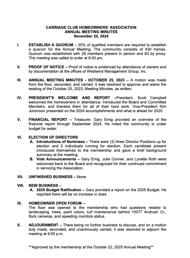Meeting Minutes - November 20 2024